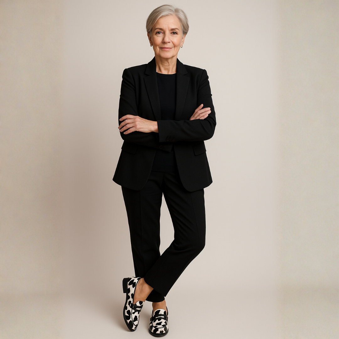 Justyna – Stylowe Loafersy w Czarno-Białe Łaty