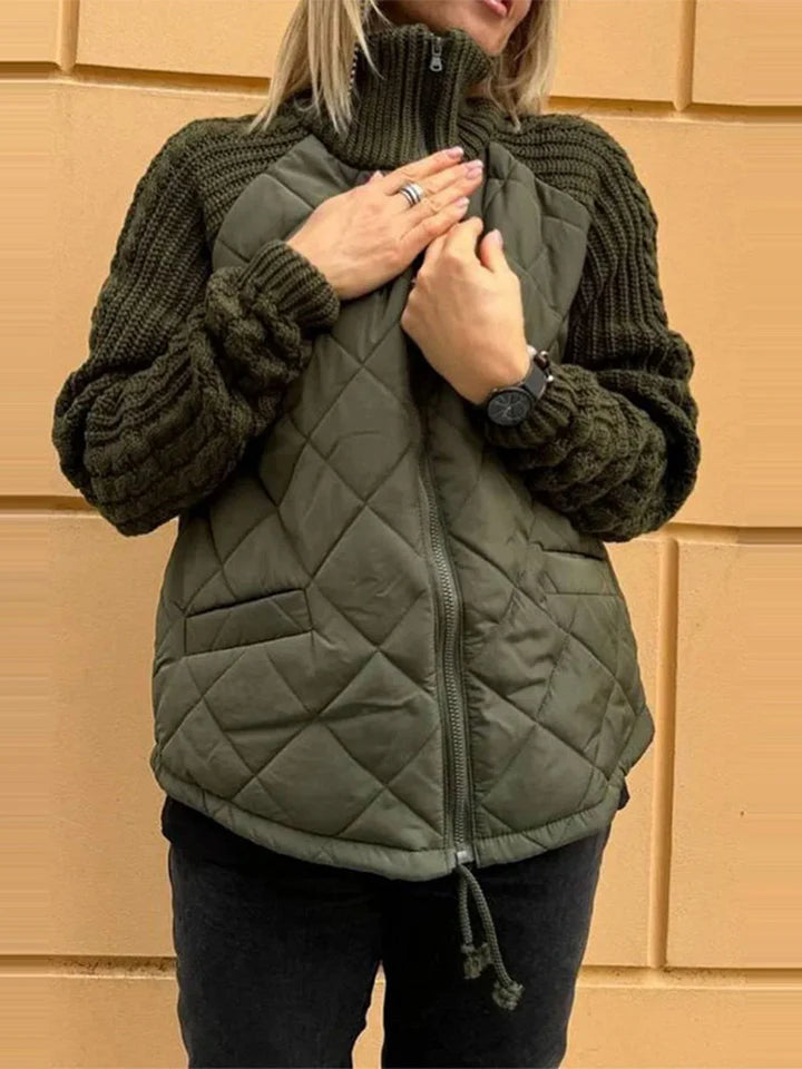 Belina - Casualowa kurtka patchworkowa na zamek