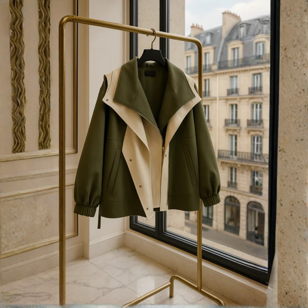 Renata – Dwukolorowa Kurtka z Kapturem