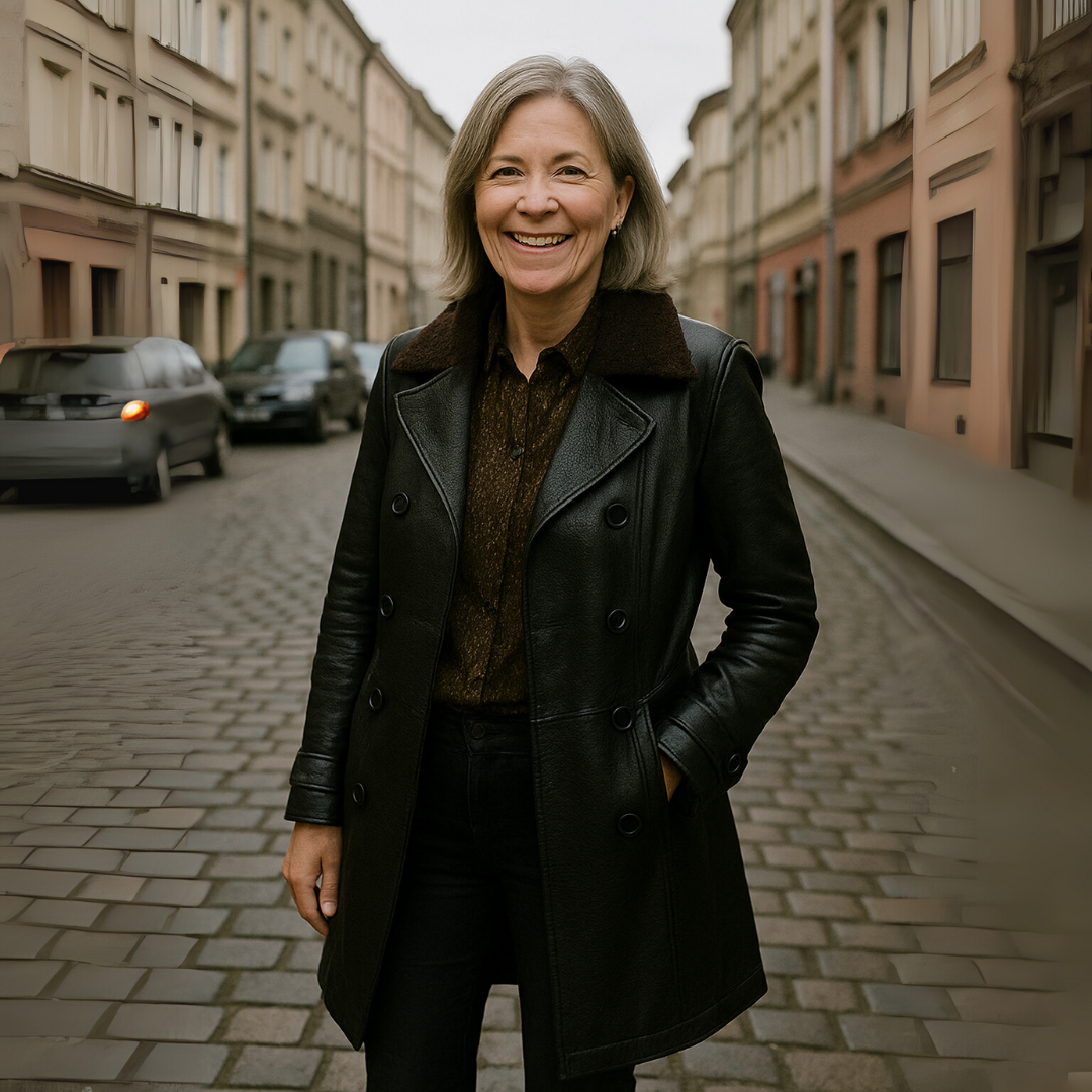 Wiesława – Skórzany Płaszcz z Kołnierzem