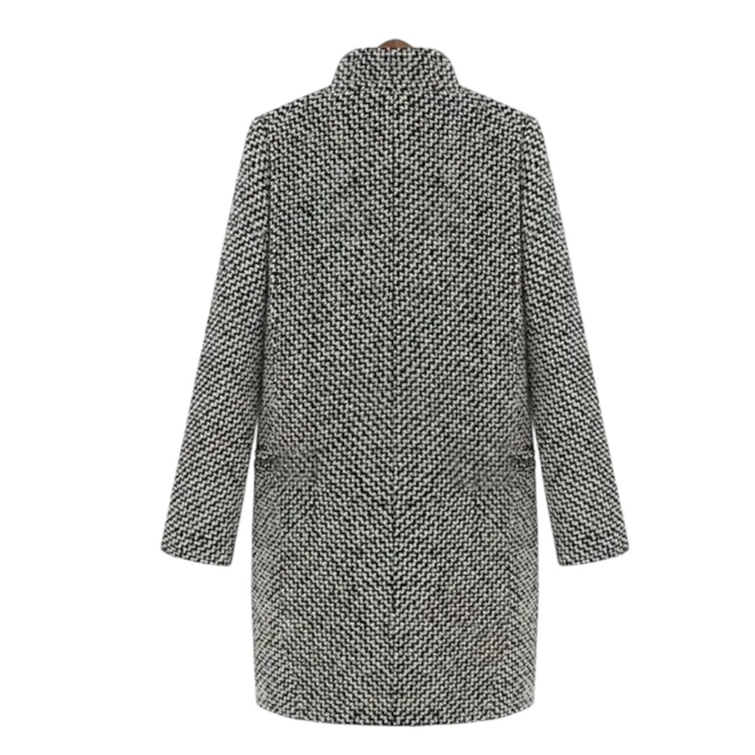 Iwona – Klasyczny Płaszcz w Jodełkę